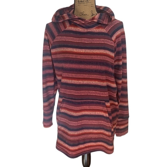 LulaRoe Amber Striped Pink Blue Hoodie Long Sleeved Top Size L - Picture 3 of 9